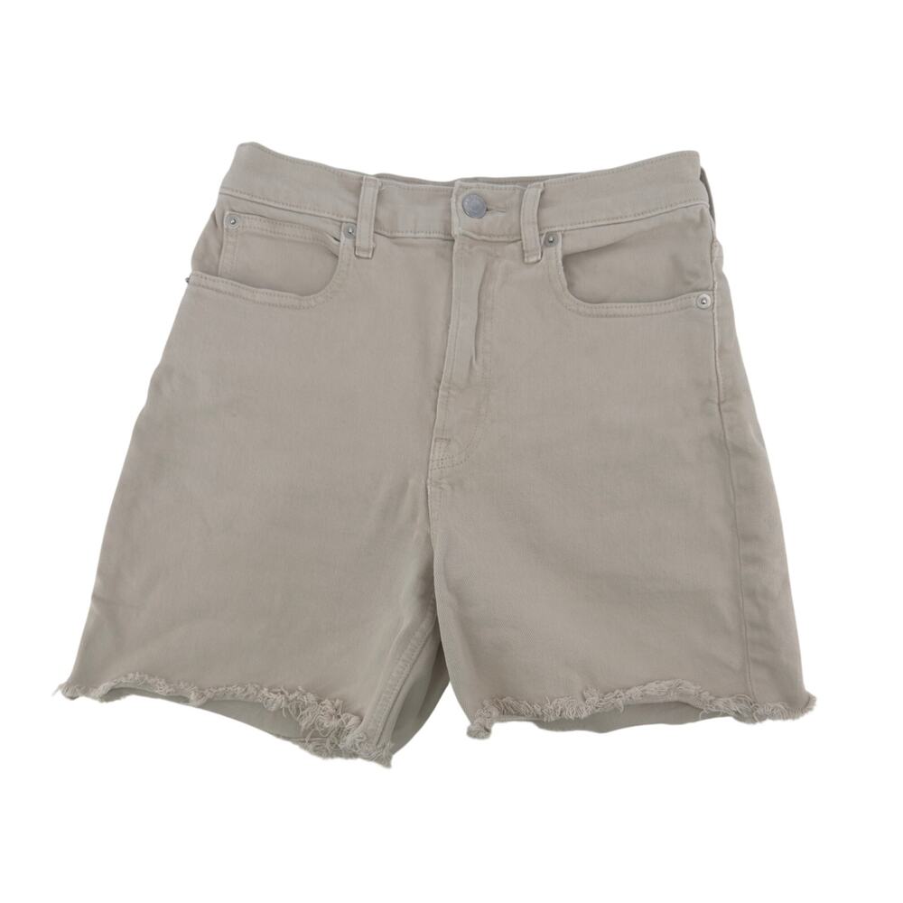 Everlane The Way High Denim Jean Custom Cutoff Shorts Flax Tan Womens Sz 25